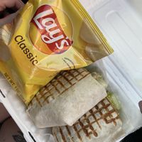 You also get some Lays with each meal - we took out - this was the chicken Caesar wrap    at Bella Casa Vegana in New Haven