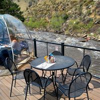 Dining river side at The Mishawaka in Bellvue