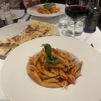 Arrabbiata and garlic focaccia   at La Dolcevita in Bellagio