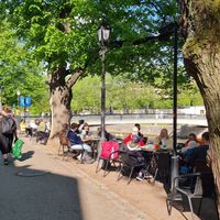 Outdoor seating area at CaféArt in Turku