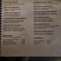 Menu at Fusions in Willemstad