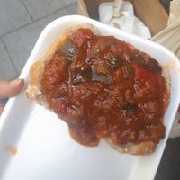 Pisto toast  at El Capricho Extremeño in Madrid