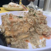 Two vegan biscuits with biscuits and sausage. Hot sauce added by me  at Preservation Biscuit Company in Falls Church