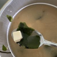 Tofu and kombu inside miso soup. Delicious  at Plant A Seed Vegan in Penang