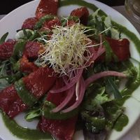 Peppers whit salad and pesto at Veggie Garden - Dels Angels in Barcelona