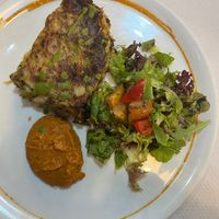 Chickpea omelette, part of the 3-course lunch offer for 12,50€. at Veggie Garden - Dels Angels in Barcelona