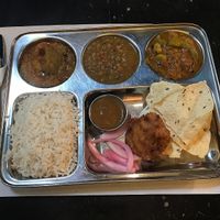 It was the same sabji and a curry. 2 things + rice and papad and pakora  at Veggie Garden - Dels Angels in Barcelona