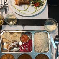 Thali & vegan Lasagna at Veggie Garden - Dels Angels in Barcelona