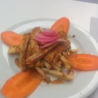 Grilled tofu with sauce at Veggie Garden - Dels Angels in Barcelona