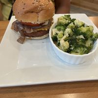Truffle Burger with Garlic Broccoli  at Full Taste in Chamblee