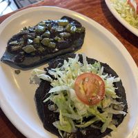 Tlacoyo y sope  at El Huauzontle in Chihuahua
