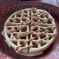 Waffles con crema de cacahuate   at El Huauzontle in Chihuahua
