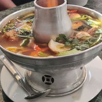 Vegan tom yum soup with veggies/tofu. Delicious authentic Thai at Thai Lotus Restaurant in Hesperia