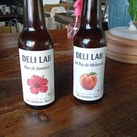 homemade ice tea — peach and flor de jamaica. 
Fresh, natural, no additives. Only at Deli Santa Maria. at Deli - Santa Maria in Mallorca