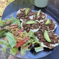 Tostadas de suadero  at La Selva de los Gatos in Oaxaca