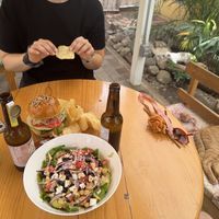 Food and cat   at La Selva de los Gatos in Oaxaca