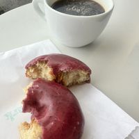 Americano and vegan blueberry donut   at East Park Donuts and Coffee in Nashville