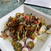 The BBQ tofu steak.  We dug in before I remembered to take a photo, but the serving was huge.    at Ipanema in Richmond