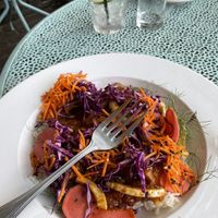 Jackfruit bulgogi.  It was delicious.  A little too spicy for us though   at Ipanema in Richmond