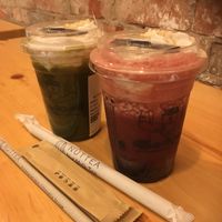 Cherry tea and matcha at NUTTEA in Edmonton