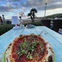 vegan Pizza with sprouts  at Träumeria Son Moll & Lounge in Mallorca