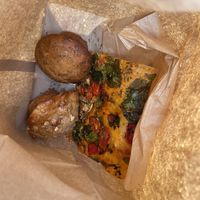 Vegan focaccia, lemon poppyseed muffin and banana walnut muffin  at Arizmendi Bakery and Pizzeria - 9th Ave in San Francisco