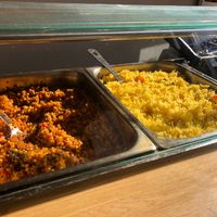 Vegan dishes on counter at KOD in North London