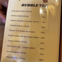 Bubble tea menu  at Asia Street Food Pula in Pula