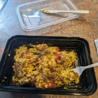 Byo tofu scramble, actual portion, microwaved at Harrison Street Cafe in Richmond