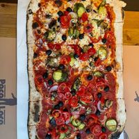 Half vegan/ half non vegan pizza   at Poco Loco in Alghero