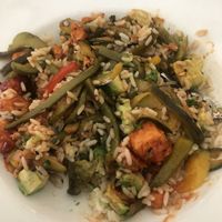 Rice bowl with rajas and Korean fried tofu    at Wild Taco in Denver