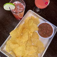 Chips salsa, N/A strawberry mojito, N/A IDK my Bff Jill #Veganuary at Wild Taco in Denver