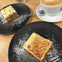 Vegan blondes and coffee with oat milk   at Café August in Freiburg