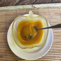 Complimentary pumpkin soup starter  at Tasty Vegan in Seminyak