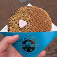 Chocolate hazelnut stroopwaffle at Van Holland Stroopwafels in Amsterdam
