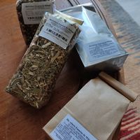 Tea blends, peppers mix and blend of Mediterranean herbs at Herbolario Esencias De Malaga in Malaga