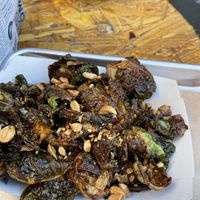 Brussel Sprouts with peanut sauce  at Banded Brewing in Biddeford