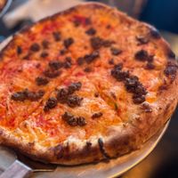 vegan cheese pizza with beyond meat   at F&D Woodfired Italian Kitchen in Winter Park