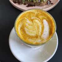Turmeric latte at Pinkavo Cafe in Langley