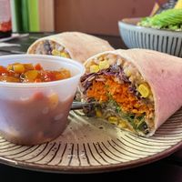Baja wrap with mango salsa  at Sunn Health Bar in Enumclaw