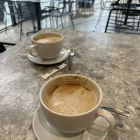 Two cappuccinos with oat milkk  at The Fort Cafe Bar in Larnaca