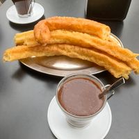 Churros con chocolate  at Café Niza in Cordoba