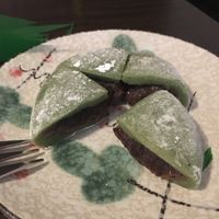 yomogi (ricecake with red been filling, matcha tea) at Osaka - Dudweilerstrasse in Saarbrucken