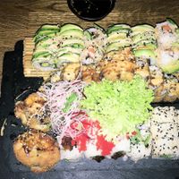 We shared this plate with friends. It contains vegan items and also some with fish at Osaka - Dudweilerstrasse in Saarbrucken