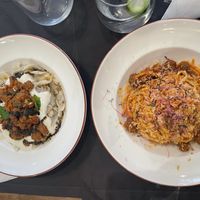 Manti  ravioli and spaghetti and meatball. Manti was AMAZING and spaghetti was really really good too    at Vegan Dükkan Lokanta - The Eatery in Istanbul