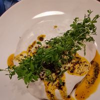 Savoury pastry with yoghurt sauce at Vegan Dükkan Lokanta - The Eatery in Istanbul