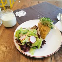 Quiche and Ayran at Vegan Dükkan Lokanta - The Eatery in Istanbul