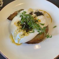 turkish börek with spinach/"cheese" and vegan yoghurt sauce  at Vegan Dükkan Lokanta - The Eatery in Istanbul