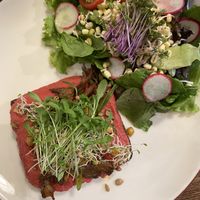 The beetroot hummus was divine and the salad so fresh and interesting.   at Vegan Dükkan Lokanta - The Eatery in Istanbul