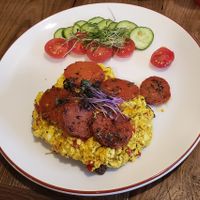 Tofu scramble in toast at Vegan Dükkan Lokanta - The Eatery in Istanbul